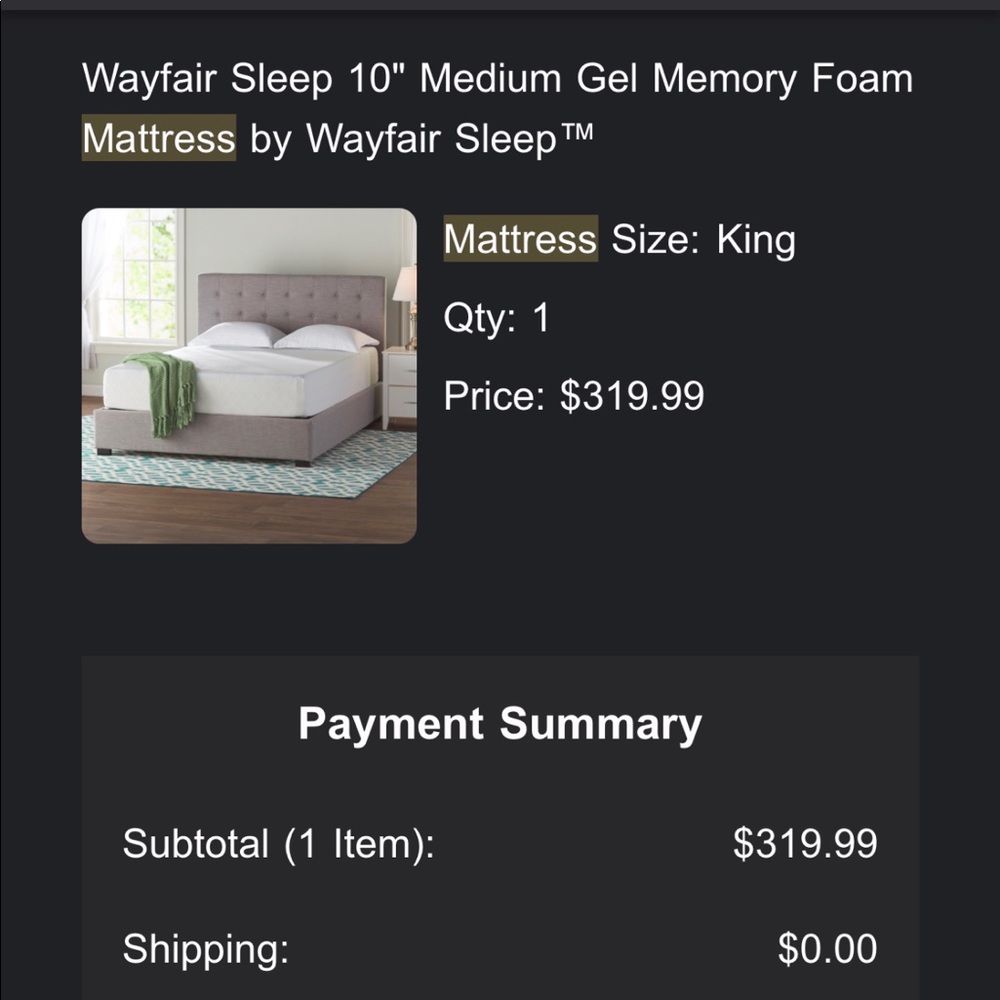10” Medium Gel Memory Foam King Mattress Brand New In The Package